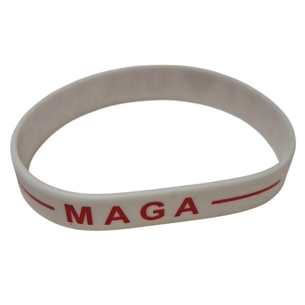 MAGA I Love USA Silicone Wristbands White‎ Red Patriotic Bracelets (5)